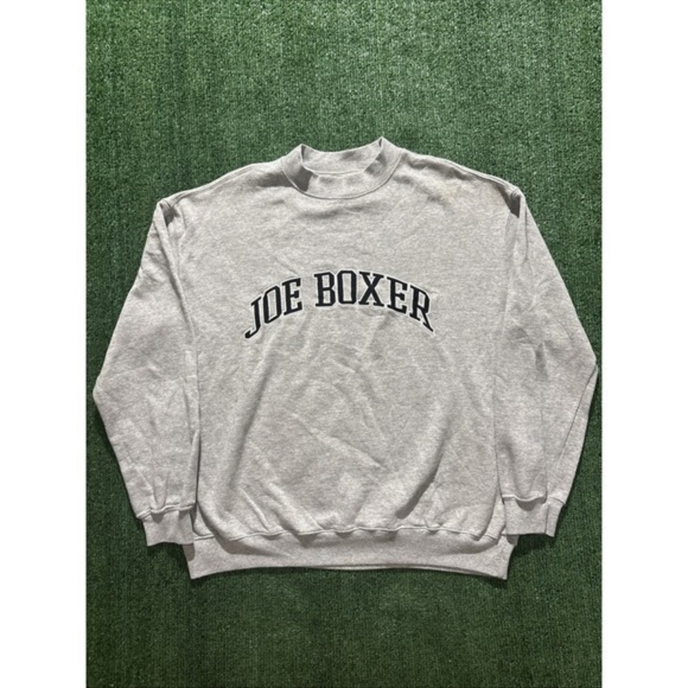 Joe Boxer Sweatshirt Mens Medium Gray Good Arched Logo Crewneck